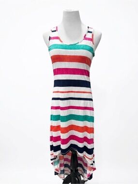 Codigo Women's High Low Maxi Dress Multi-Color Striped Racerback Size XS/S